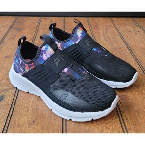 Women's FILA Black Tie-Dye Accolade Evo 2 Slip-On Running Sneakers- Size 6